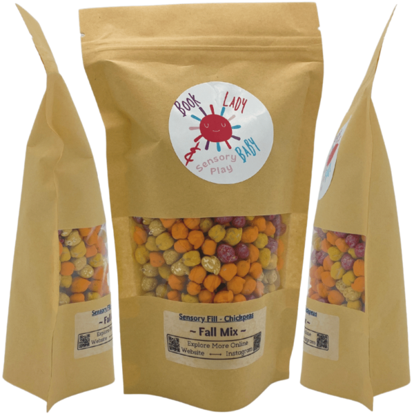 Sensory Play Colored Chickpeas; Fall Mix