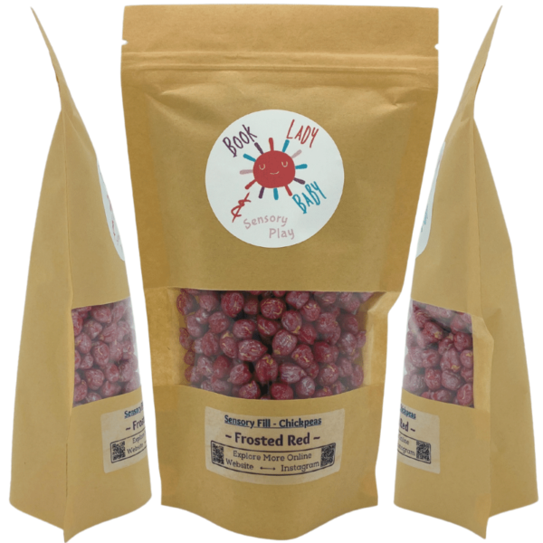 Sensory Play Colored Chickpeas; Frosted Red