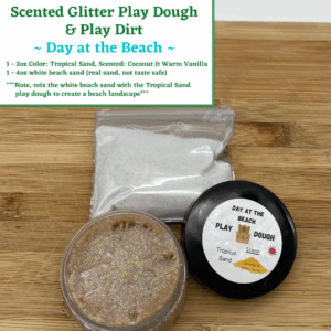 Day at the Beach; Scented Glitter Play Dough - Color-Tropical Sand, Scent-Coconut & Warm Vanilla
